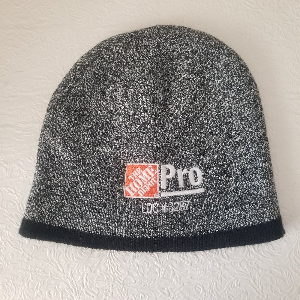 Home Depot Pro Black White Heather Beanie LDC 3287